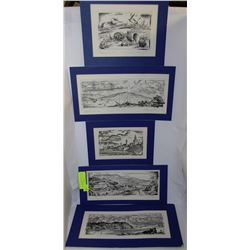 SET OF 5 SIGNED&NUMBERED LTD EDITION LITHOGRAPHS