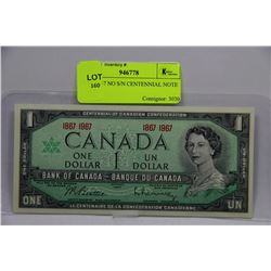 UNC 1967 NO S/N CENTENNIAL NOTE