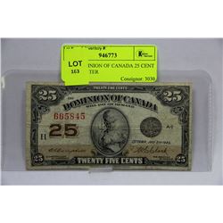 1923 DOMINION OF CANADA 25 CENT SHINPLASTER