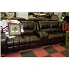 Image 1 : NEW BROWN LEATHER RECLING SOFA WITH LOVESEAT