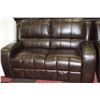 Image 3 : NEW BROWN LEATHER RECLING SOFA WITH LOVESEAT