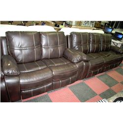 NEW BROWN LEATHERETTE RECLINING SOFA AND LOVESEAT