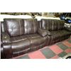 Image 1 : NEW BROWN LEATHERETTE RECLINING SOFA AND LOVESEAT