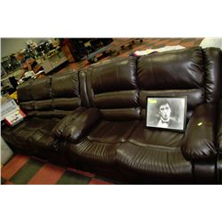 NEW BROWN LEATHERETTE RECLINING SOFA AND LOVESEAT