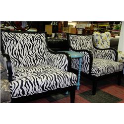 SHOWHOME ZEBRA PRINT ARM CHAIR X2