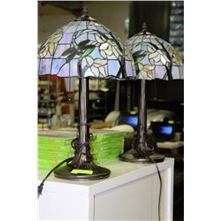 PAIR OF DRAGONFLY STAINED GLASS LAMPS