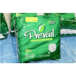 PACK OF 12 2XL PREVAIL UNUSED DISPOSABLE UNDERWEAR
