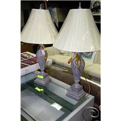 PAIR OF DESIGNER LAMP - SILVER LEAF FINISH