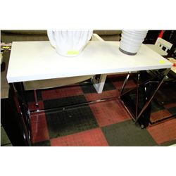 WHITE AND CHROME SOFA TABLE