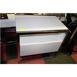 WHITE AND CHROME NIGHTSTAND