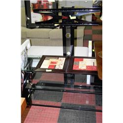 Z-LINE 3-TIER BLACK METAL & GLASS TV STAND