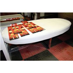 SHOWHOME WHITE AND CHROME OVAL SHAPED OTTOMAN