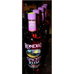 FIVE 750ML BOTTLES OF RONDIAZ SPICED RUM 30%