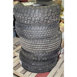 PALLET OF 5 NEW ASSORTED SIZE TIRES ON CHOICE