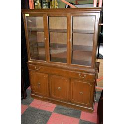 VINTAGE WOOD BUFFET AND HUTCH-66" TALL X 49" WIDE
