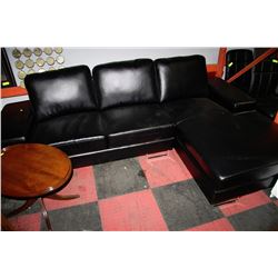 NEW BLACK LEATHER AND CHROME SECTIONAL 9' WIDE X
