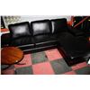 Image 1 : NEW BLACK LEATHER AND CHROME SECTIONAL 9' WIDE X