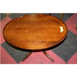 VINTAGE BRASS CLAW FOOTED OVAL SHAPED WALNUT