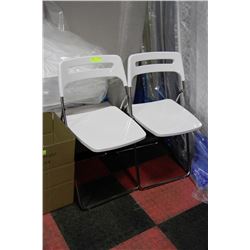 PAIR OF SHOWHOME WHITE PLASTIC AND CHROME FOLDING