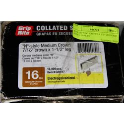 BOX OF 7/16" CROWN 1 1/2" LEG GRIP RITE STAPLES