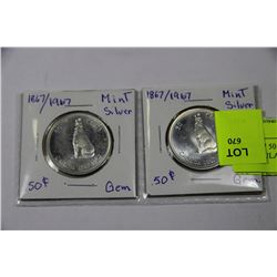 1867/1967 50 CENT WOLD UNCIRCULATED MINT COINS X2