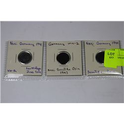 NAZI SWASTIKA WWII COINS X3