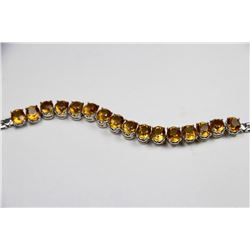 LADIES SILVER & CITRINE GEMSTONE BRACELET