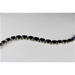 LADIES SILVER & BLUE SAPPHIRE GEMSTONE BRACELET