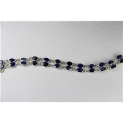 LADIES SILVER & BLUE SAPPHIRE GEMSTONE BRACELET