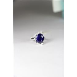 LADY'S SILVER RING MOUNT WITH ONE OVAL FACETED