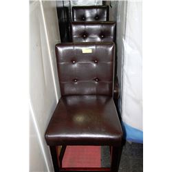 SET OF WOOD & LEATHERETTE CHAIRS