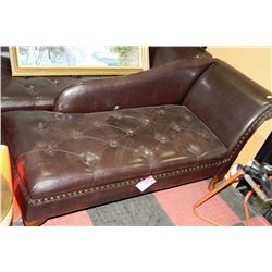 NEW BROWN LEATHERETTE STORAGE CHAISE LOUNGE CHAIR