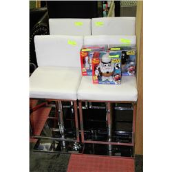 SET OF 4 WHITE AND CHROME HYDRAULIC LIFT BAR