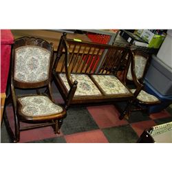 2 FOLDING ROCKING CHAIRS AND BENCH - EARLY 1900S