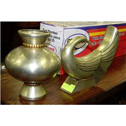 SILVER LEAF FINISH SWAN AND VASE
