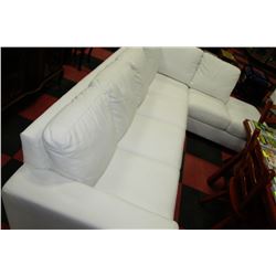 WHITE LEATHERETTE L SHAPE SECTIONAL 111" X 81"