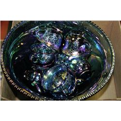 BOX OF ASSORTED CARNIVAL GLASS