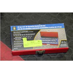 NEW 32-PC 1/4 INCH DR SECURITY SOCKET BIT SET
