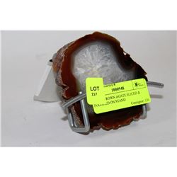 THICK BROWN AGATE SLICED & POLISHED ON STAND