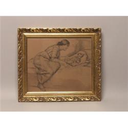 Ernest Marneffe Belgian Pencil Drawing