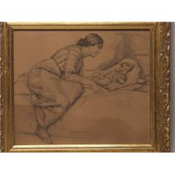 Ernest Marneffe Belgian Pencil Drawing