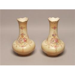 Pair 19th C. English Devon Ware Vases
