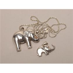 Two Sterling Good Luck Elephant Pendants