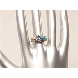 .86 Ct Tanzanite Diamond & Opal Ring 