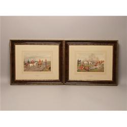 H. Murray Pair Hunt Scene Watercolors