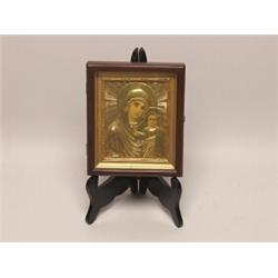 Antique Russian Icon, Gilt Metal Oklad 