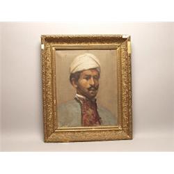 Victorian Orientalist Portrait Oil on Canvas