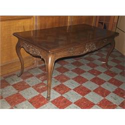 Art Nouveau Carved Oak Bureau Plat