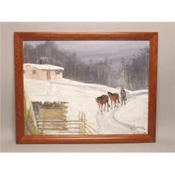 Canadian Oil on Board Signed H. Beaudry