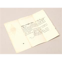 1816 Boston Certificate Share